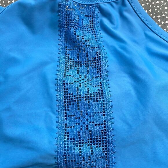 aerie swim top cross cross tie back light blue size L - Picture 4 of 4